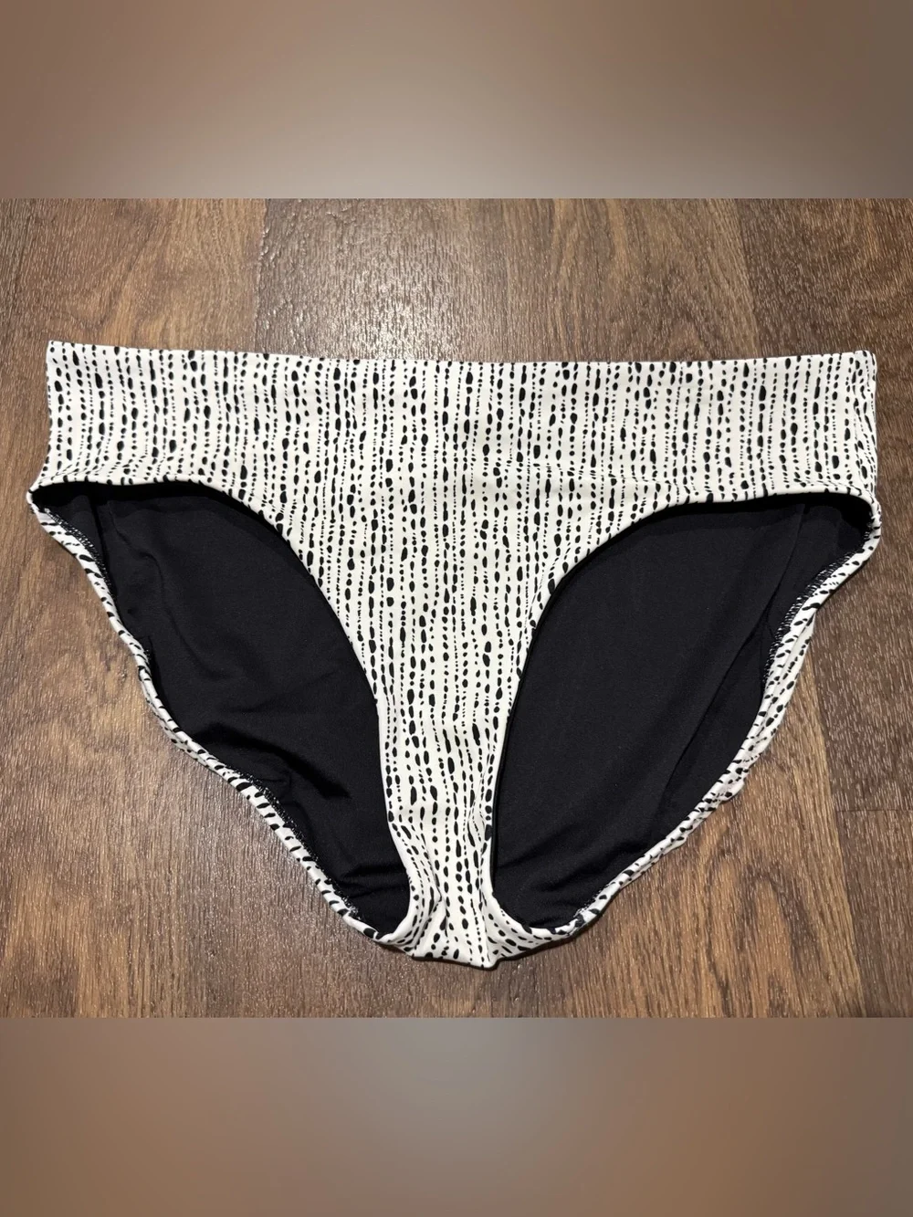 Athleta Clean Full Printed Bikini Bottom, Rice Pearls Sea Salt SIZE Large